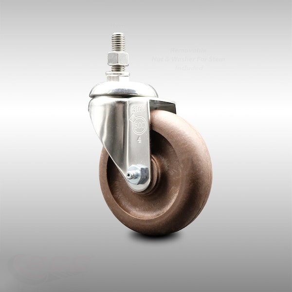 Service Caster 4 Inch 316SS High Temp Glass Filled Nylon Swivel 10mm Threaded Stem Caster SCC-SS316TS20S414-GFNSHT-M1015 - main